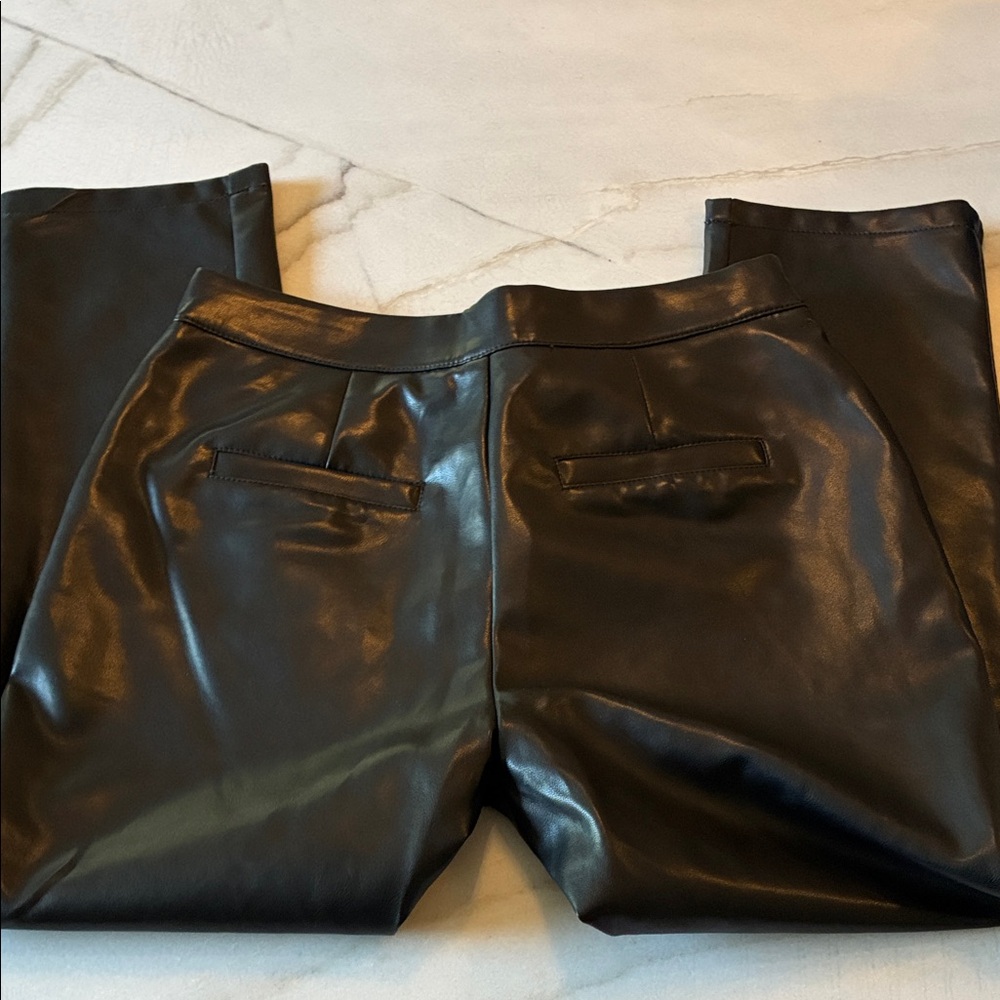 Women’s Soft Faux Black Leather Trouser Pants.